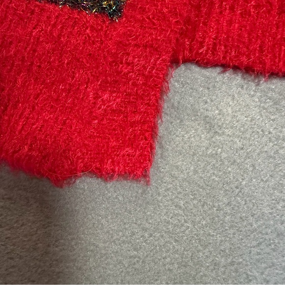 Christmas Sweater Ugly Festive Cardigan Tinsel Knit Vest L Grandmacore Xmas - Picture 9 of 10